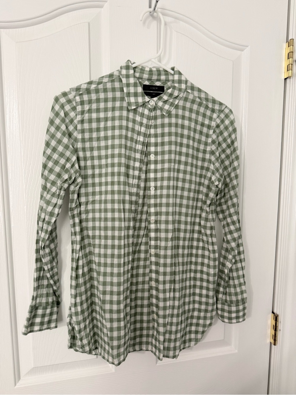 J. Crew Green Gingham Button-Down Shirt  womens size 4